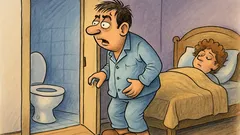 Анекдот: Мъж става нощем до тоалетната...