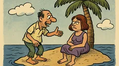 Виц: Двама на остров. – Здравейте, госпожо!