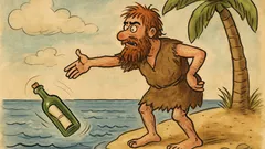 Виц: Робинзон Крузо пуска бутилка в морето...