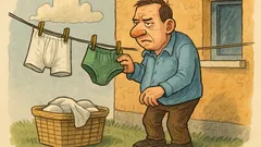 Анекдот: Митко си простира гащите и...