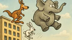 Майтап: Кенгуру, заек и слон скачат от сграда