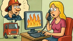 Виц: Блондинка звъни на пожарната...