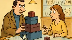 Анекдот: Mъж в бижутерия търси кутийка...