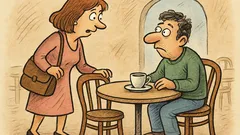 Виц: Жена пита мъж в кафене...