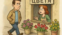 Анекдот: Млад мъж влиза в цветарски магазин...
