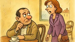 Виц: Жена пита мъж в кафенето...