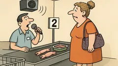 Анекдот: В супермаркета – ало, госпожата...