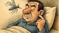 Виц: Идва комарът до ухото ми и...