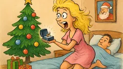 Анекдот: Блондинка намира кутийка под елхата