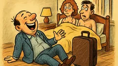 Виц: Мъж се връща неочаквано от командировка...