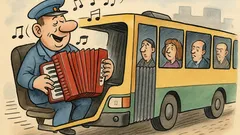 Анекдот: Шофьор на хармоника автобус свири...