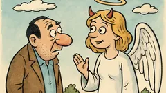 Виц: – Ангелче си, ама що с рогца?