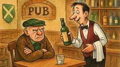 Виц: В шотландски пъб седи възрастен мъж...