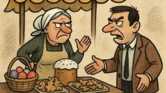 Виц: На пазара за великденски сладки...