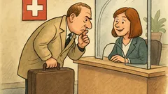 Виц: В швейцарска банка влиза човек с куфар