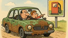 Виц: Баща кара сина на дълъг път...