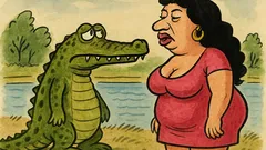 Виц: Крокодилът поглежда Анита Мейзер и...
