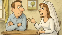 Виц: Младоженци спорят за броя деца