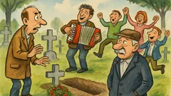 Виц: Минувач минава покрай гробища...