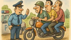 Анекдот: Полицай спира мотор с трима човека