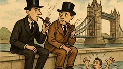 Анекдот: Двама джентълмени пушат лули на мост