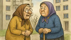 Виц: Две баби пред блока нищят клюки